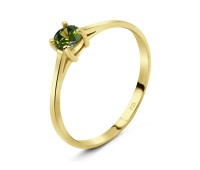 Gold Plate 4mm Olivine CZ Ring CSR-150-4-GP